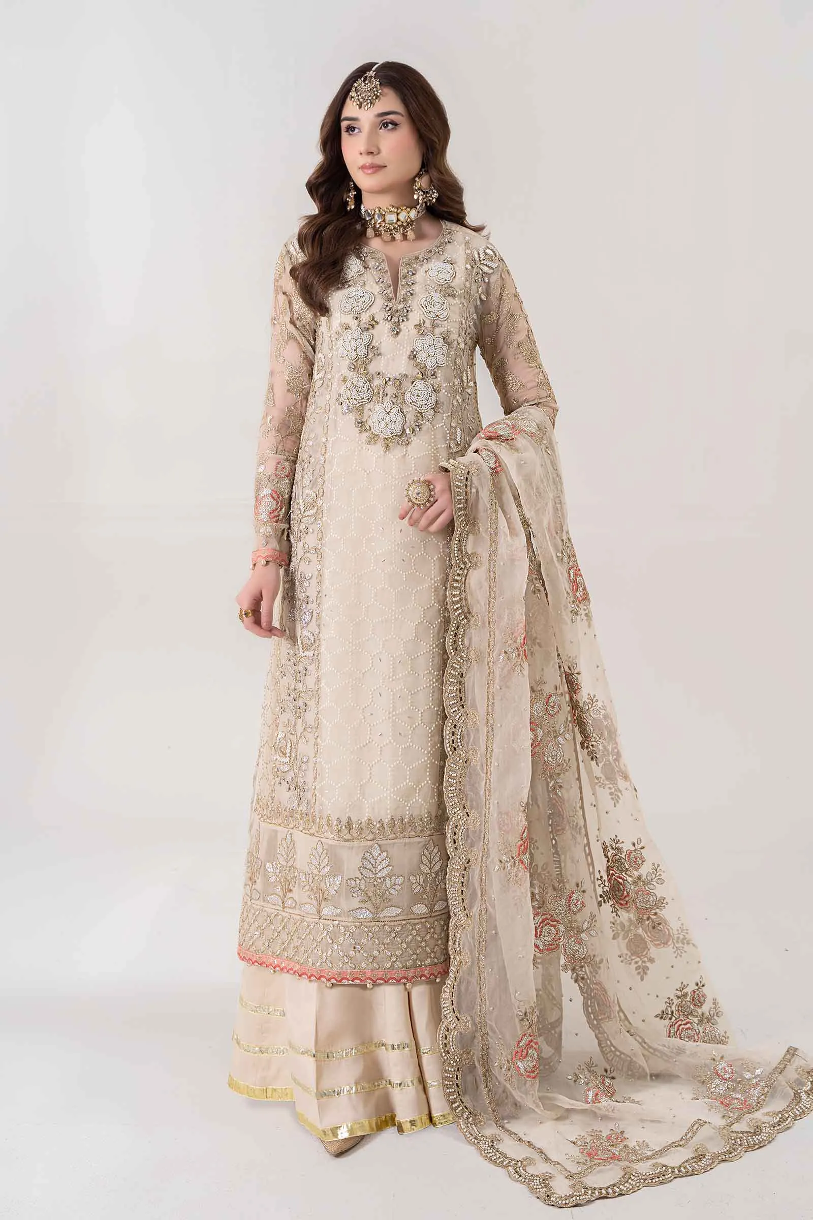 3 Piece Embroidered Organza Suit | BDS-2805