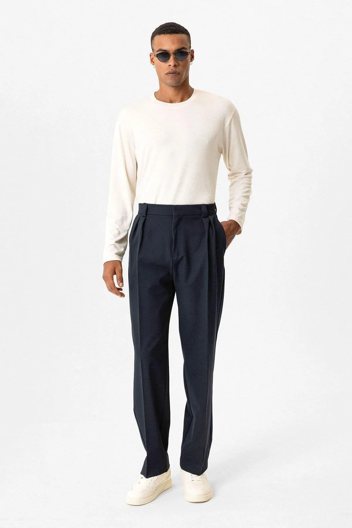 ANT High Waist Pleated Relaxed Fit Baggy Men's Pants - Newnan