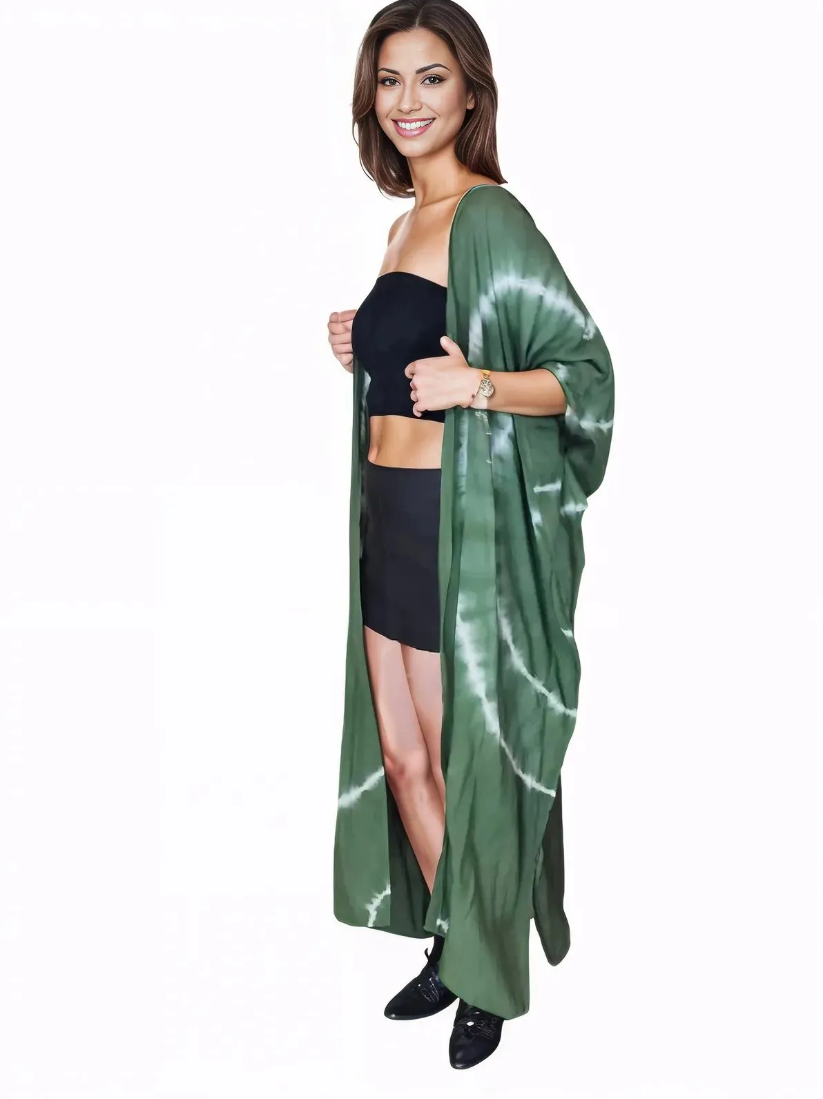Antiqued Green Boho Tie-Dye Cardigan | Cozy & Chic