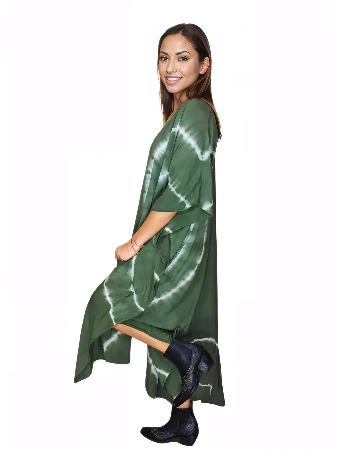 Antiqued Green Boho Tie-Dye Cardigan | Cozy & Chic