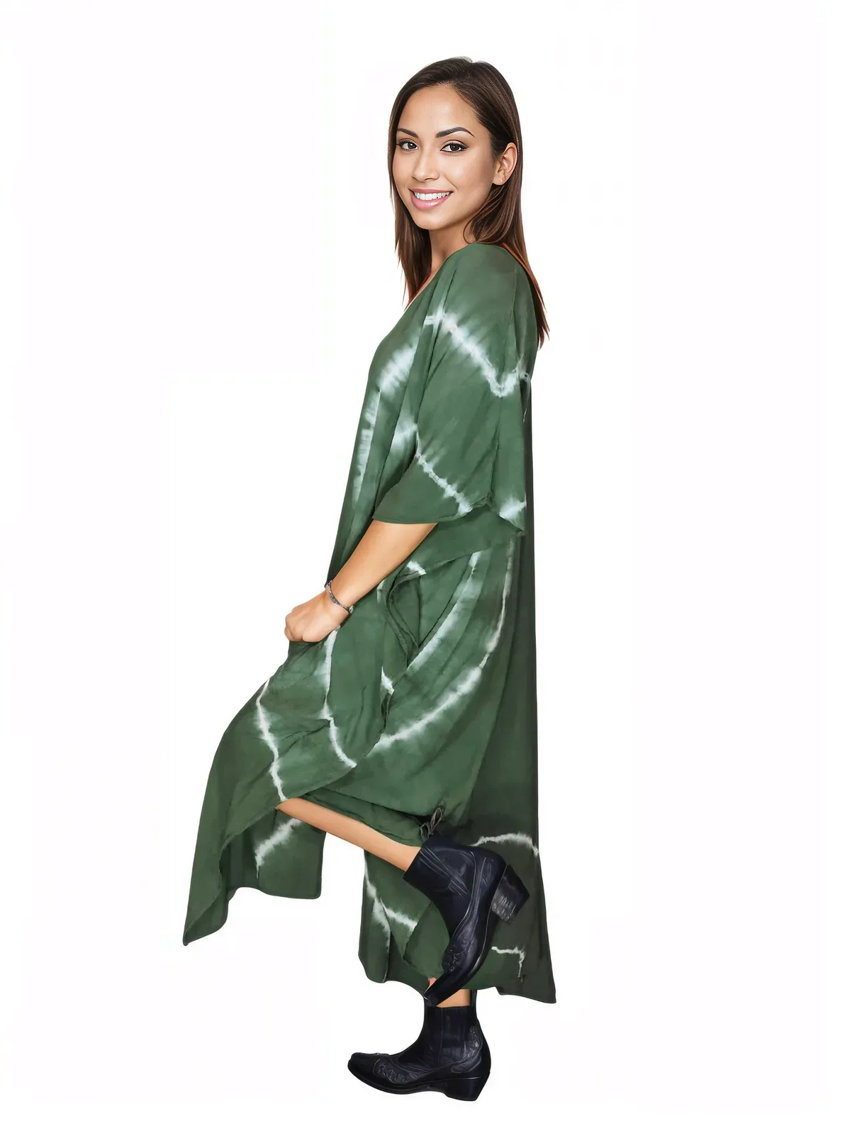 Antiqued Green Boho Tie-Dye Cardigan | Cozy & Chic
