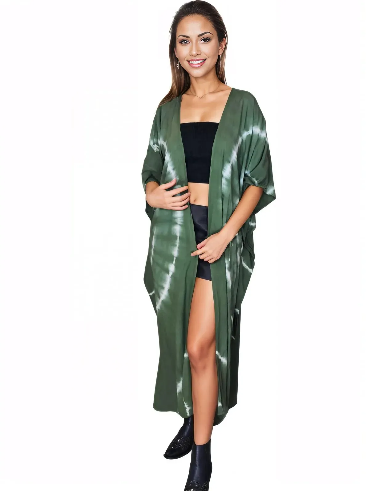 Antiqued Green Boho Tie-Dye Cardigan | Cozy & Chic