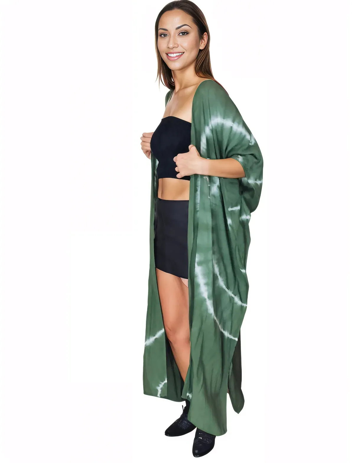 Antiqued Green Boho Tie-Dye Cardigan | Cozy & Chic