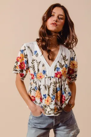 Beauty In The Garden Embroidery Top