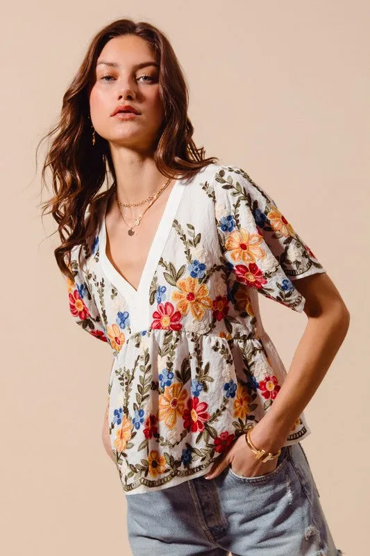 Beauty In The Garden Embroidery Top
