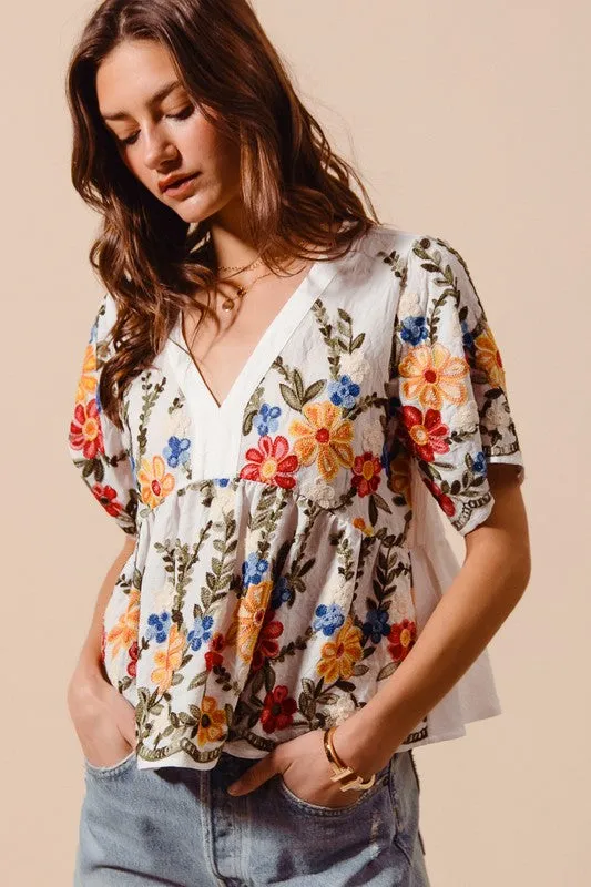 Beauty In The Garden Embroidery Top