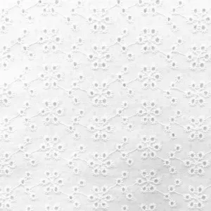 Broderie Anglaise Fabric, White- 130cm