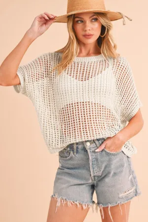 Call Me Anytime White Fishnet Top