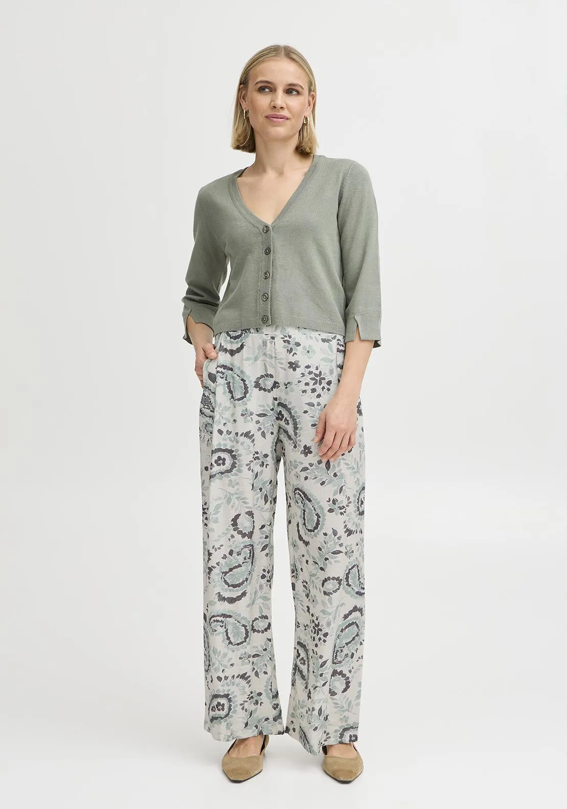 Casual Trousers - Frosty Green Aop