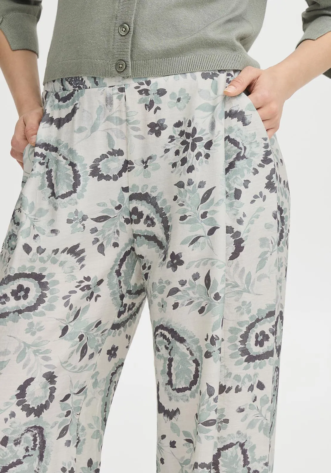 Casual Trousers - Frosty Green Aop