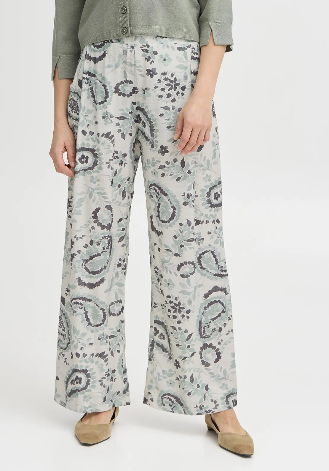 Casual Trousers - Frosty Green Aop