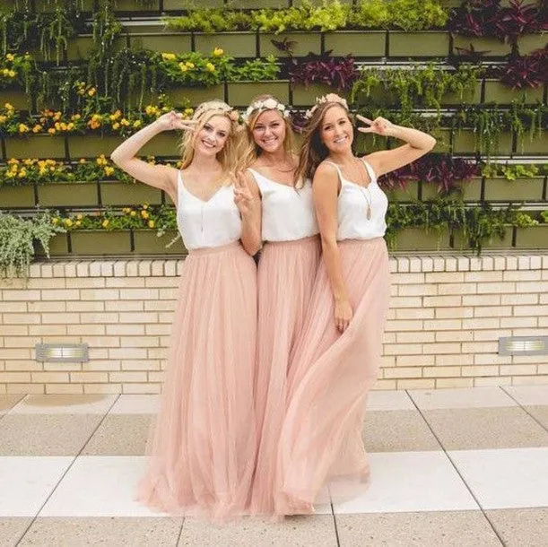 Cheap Simple Tulle Bridesmaid Dresses