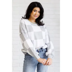Check Yourself Checkered Sweater in Grey
