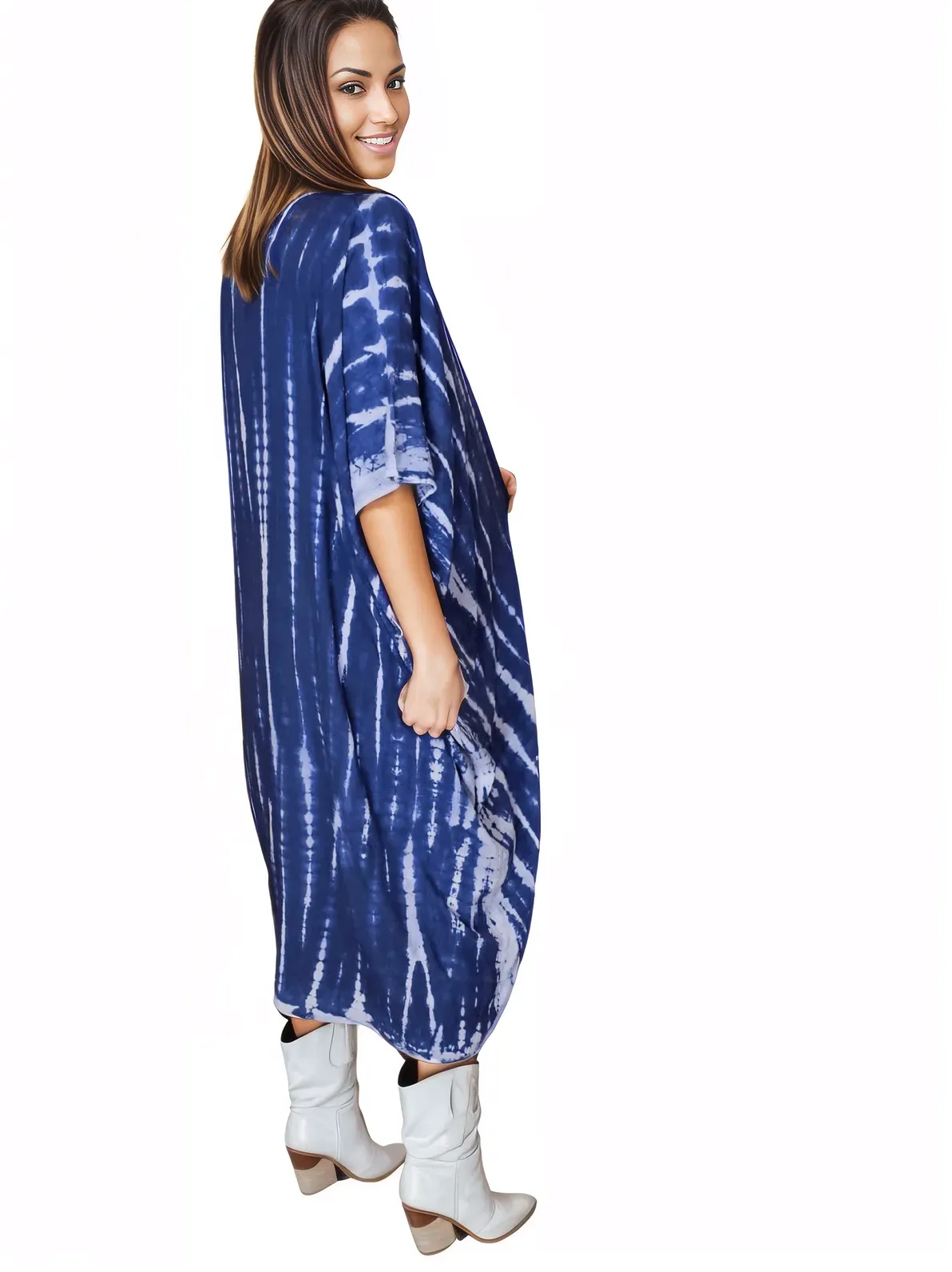 Cobalt Blue Boho Tie-Dye Cardigan | Cozy & Chic