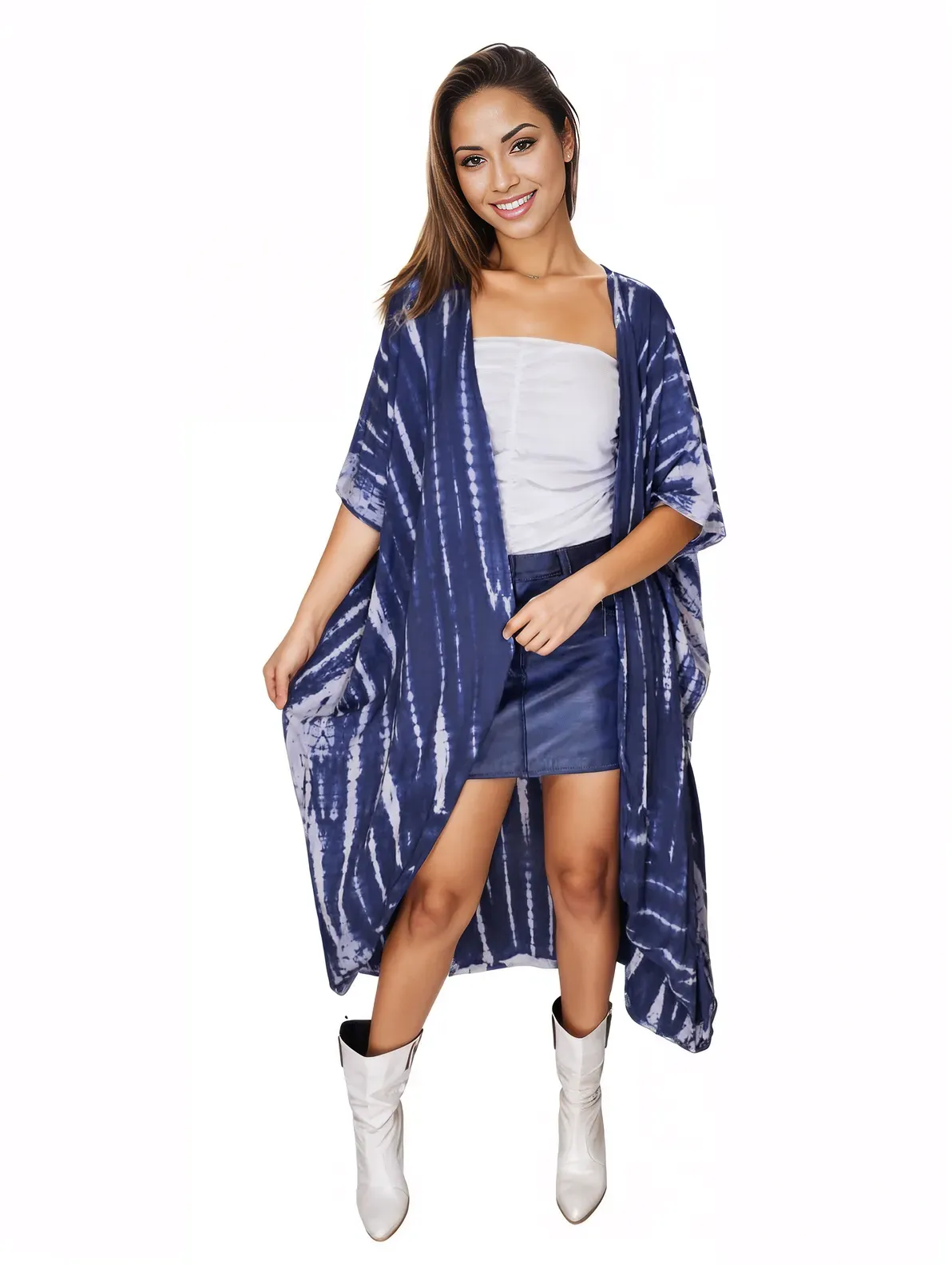 Cobalt Blue Boho Tie-Dye Cardigan | Cozy & Chic