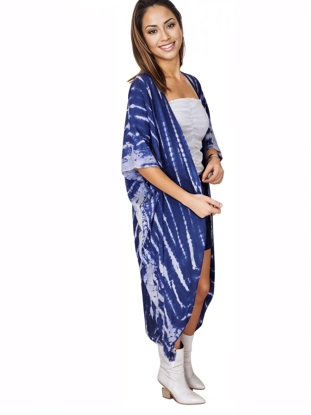 Cobalt Blue Boho Tie-Dye Cardigan | Cozy & Chic