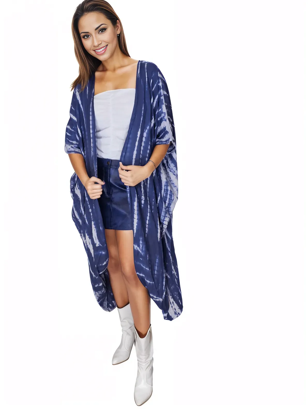 Cobalt Blue Boho Tie-Dye Cardigan | Cozy & Chic
