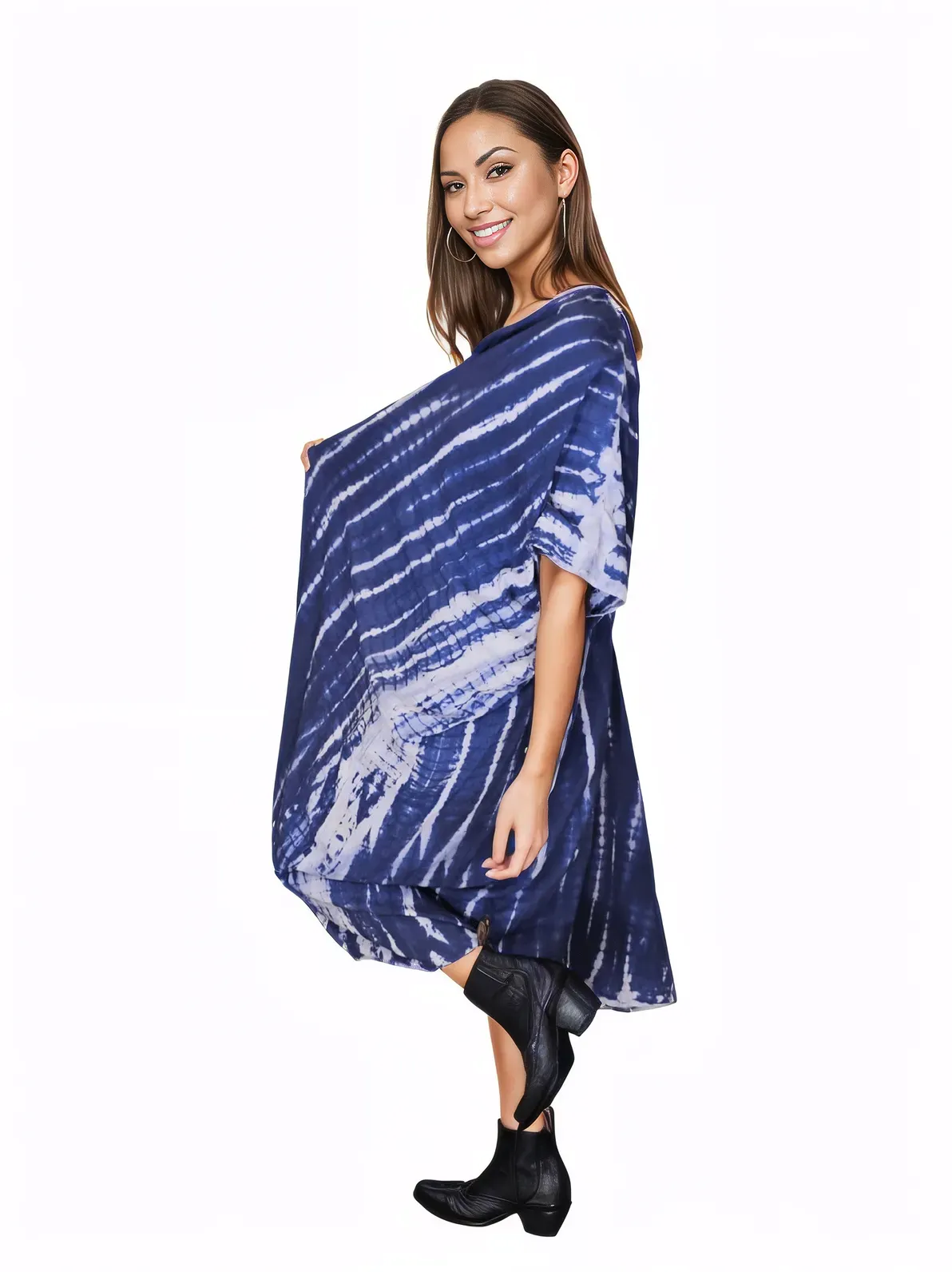 Cobalt Blue Boho Tie-Dye Cardigan | Cozy & Chic