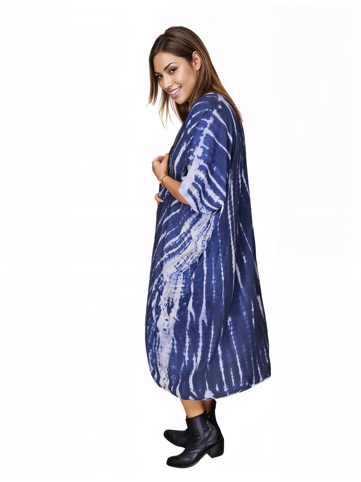 Cobalt Blue Boho Tie-Dye Cardigan | Cozy & Chic