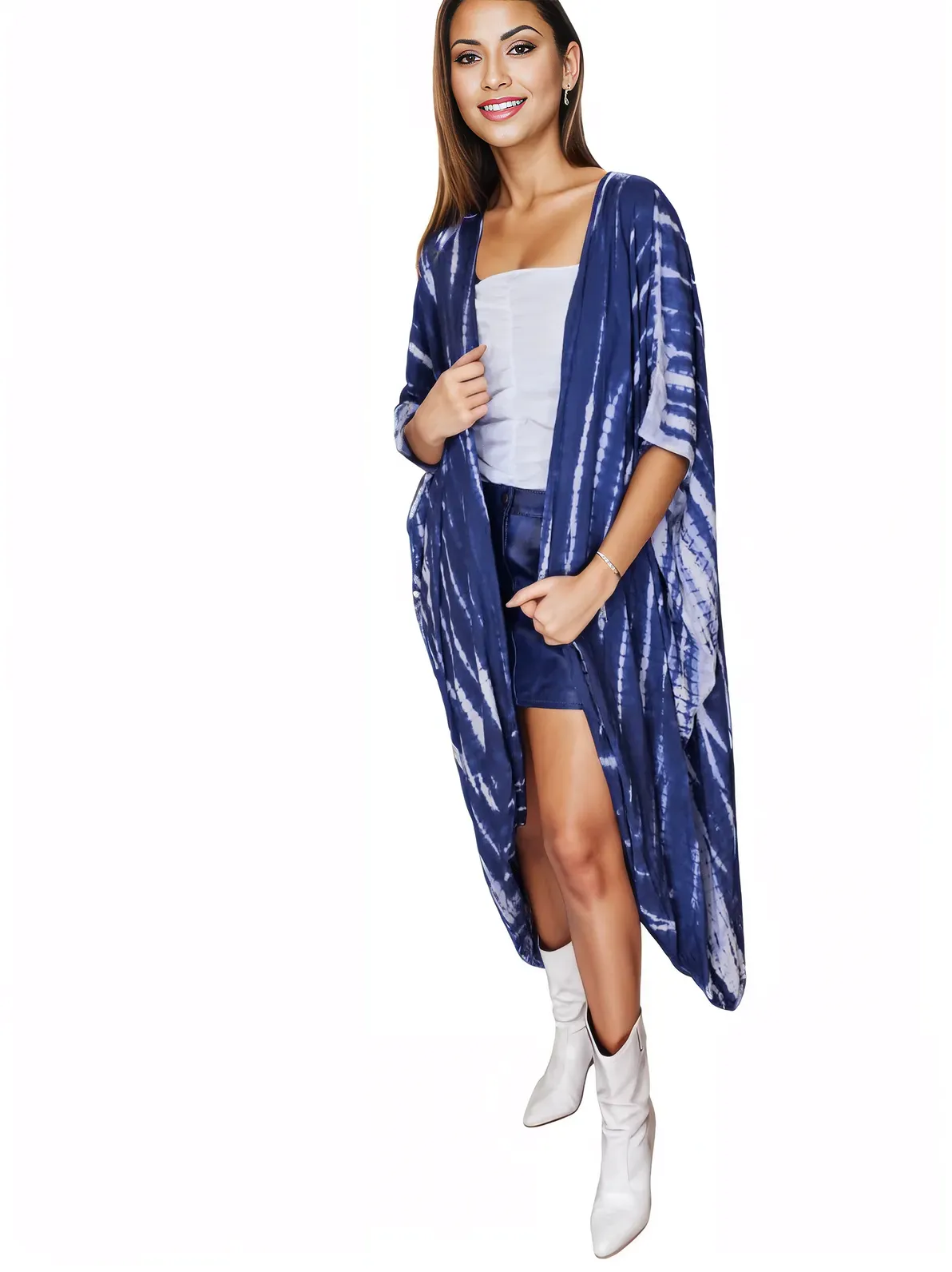 Cobalt Blue Boho Tie-Dye Cardigan | Cozy & Chic