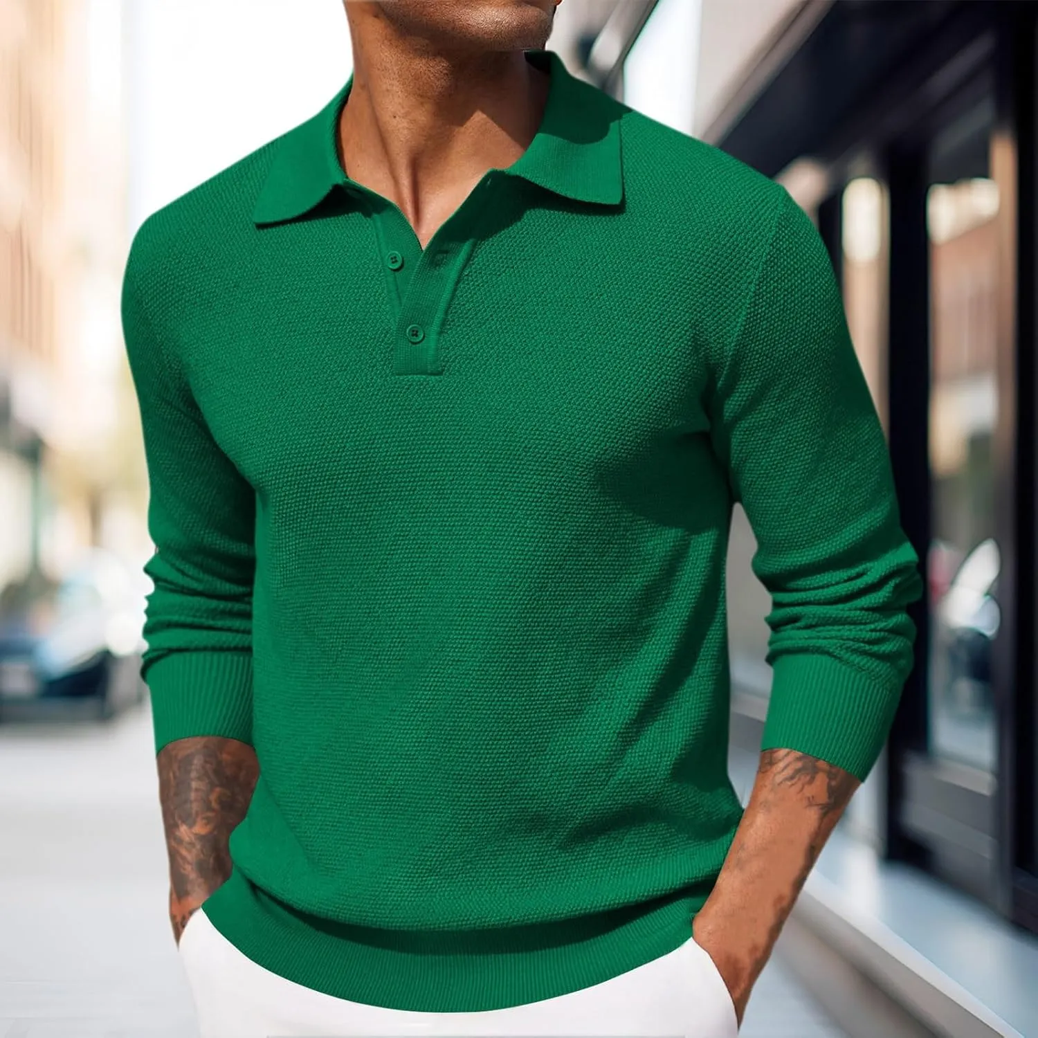 Cotton Long Sleeve Shirt Men Long Sleeved Shirt Mens Polo T Shirts Trucker Shirts for Men Men's Quarter Zip