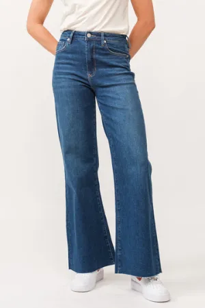 Dear John Fiona High Rise Raw Cut Hem Wide Leg Jeans Borealis