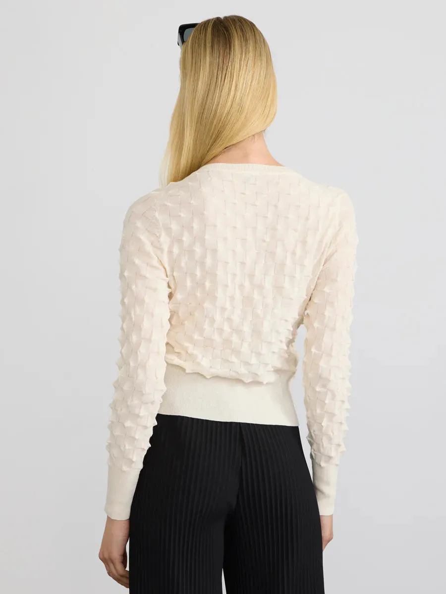 DIMENSIONAL Button Down Cardigan in Ivory