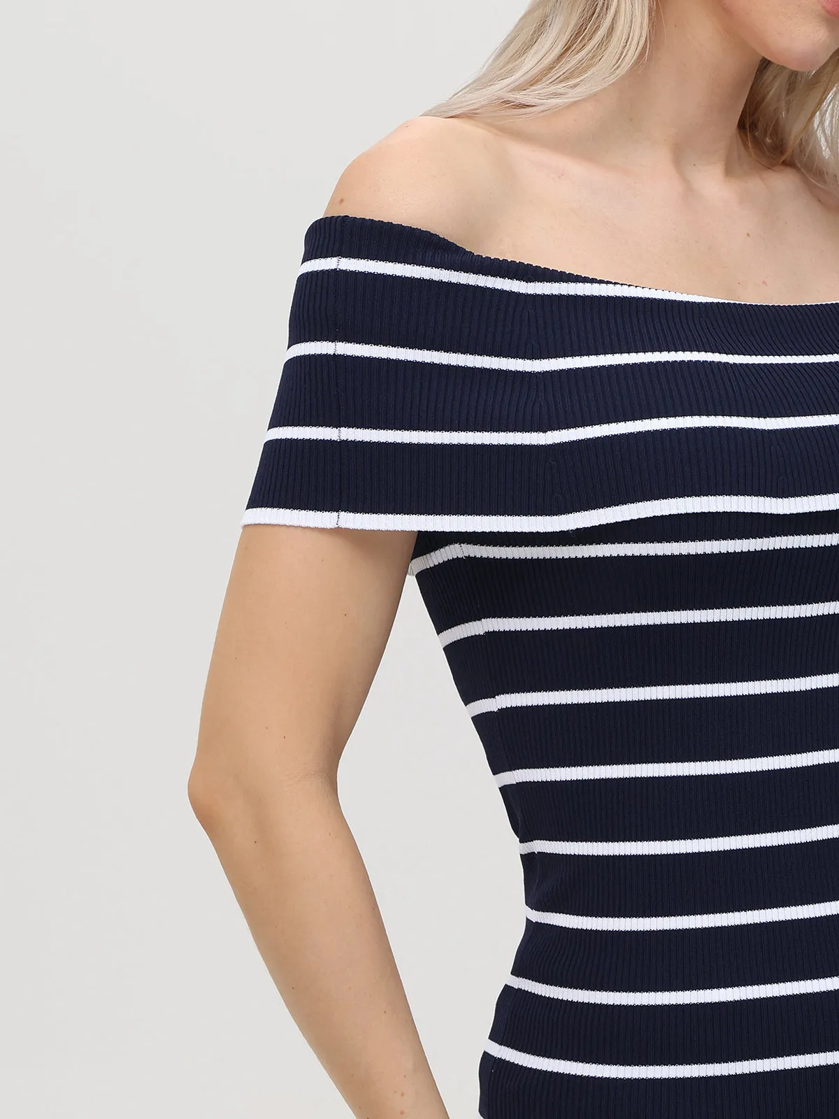 Essie: Stripe Off Shoulder Top