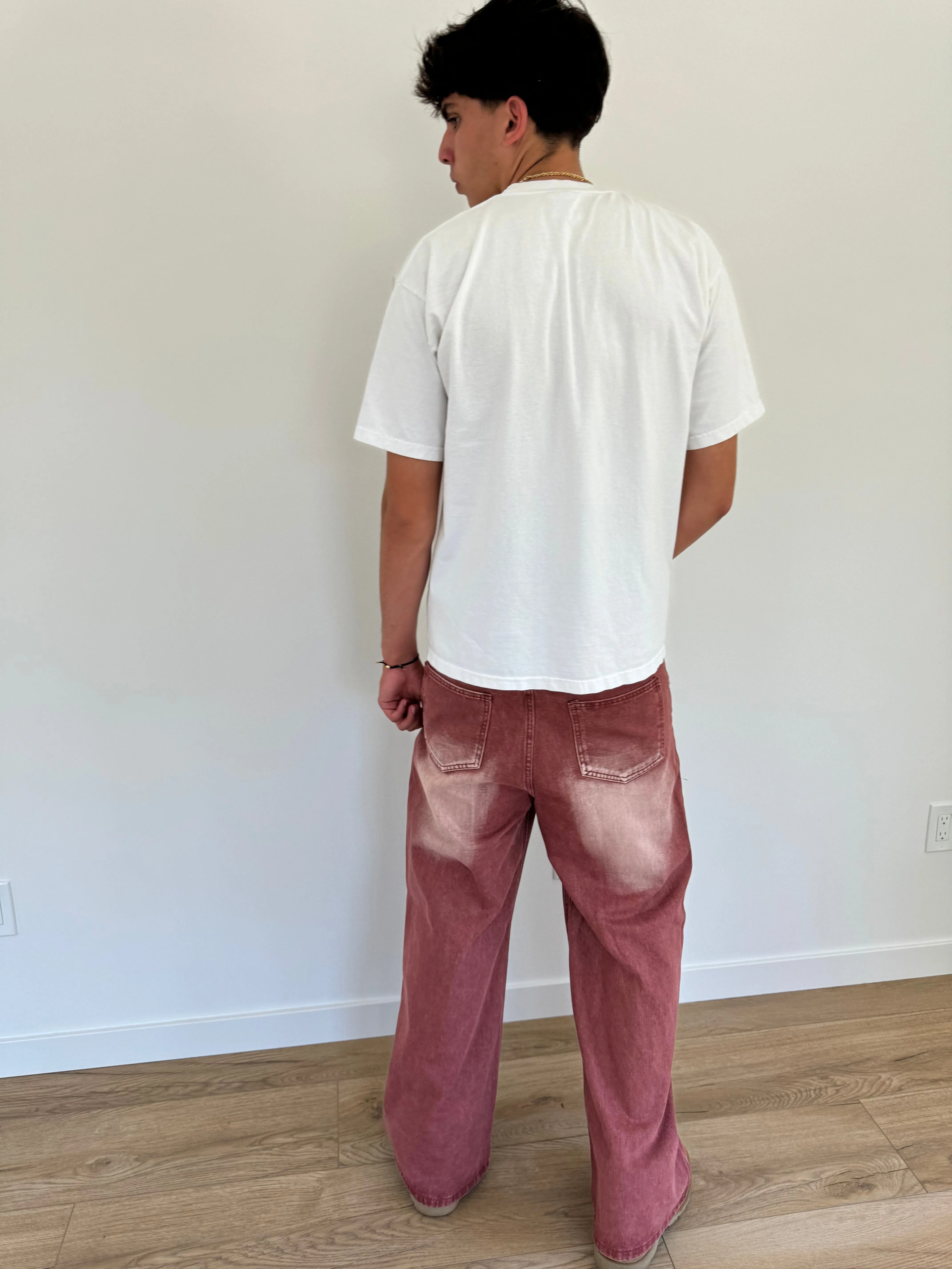 Faded Red Baggy Jeans