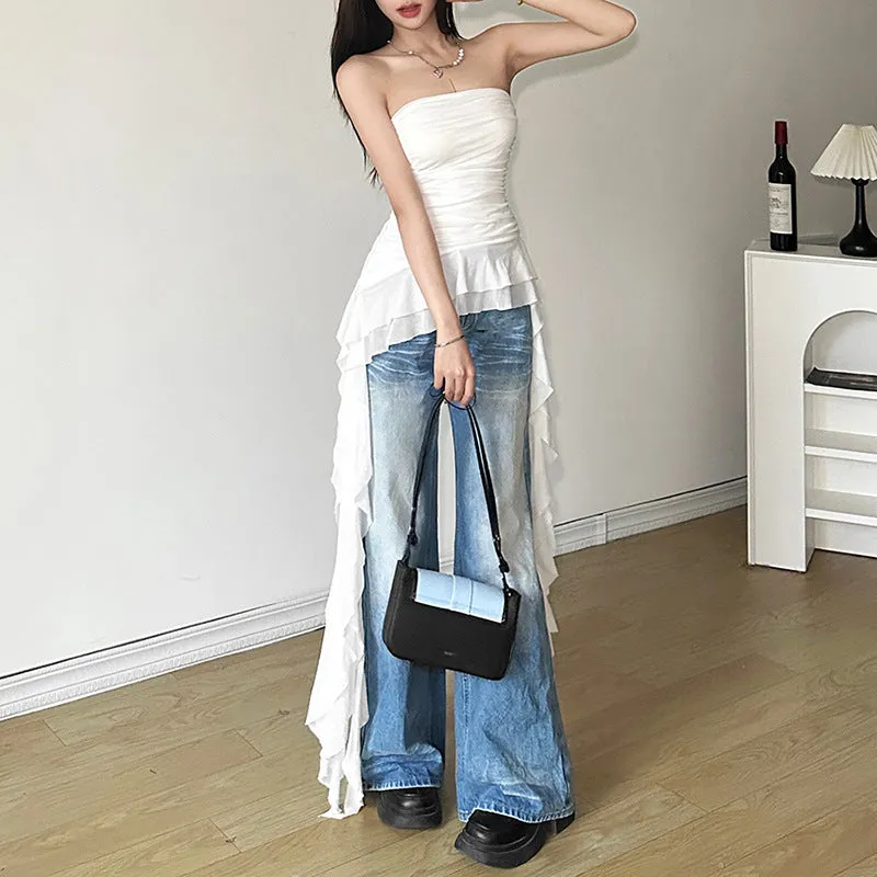 Fashionable Sleeveless Pleated Top