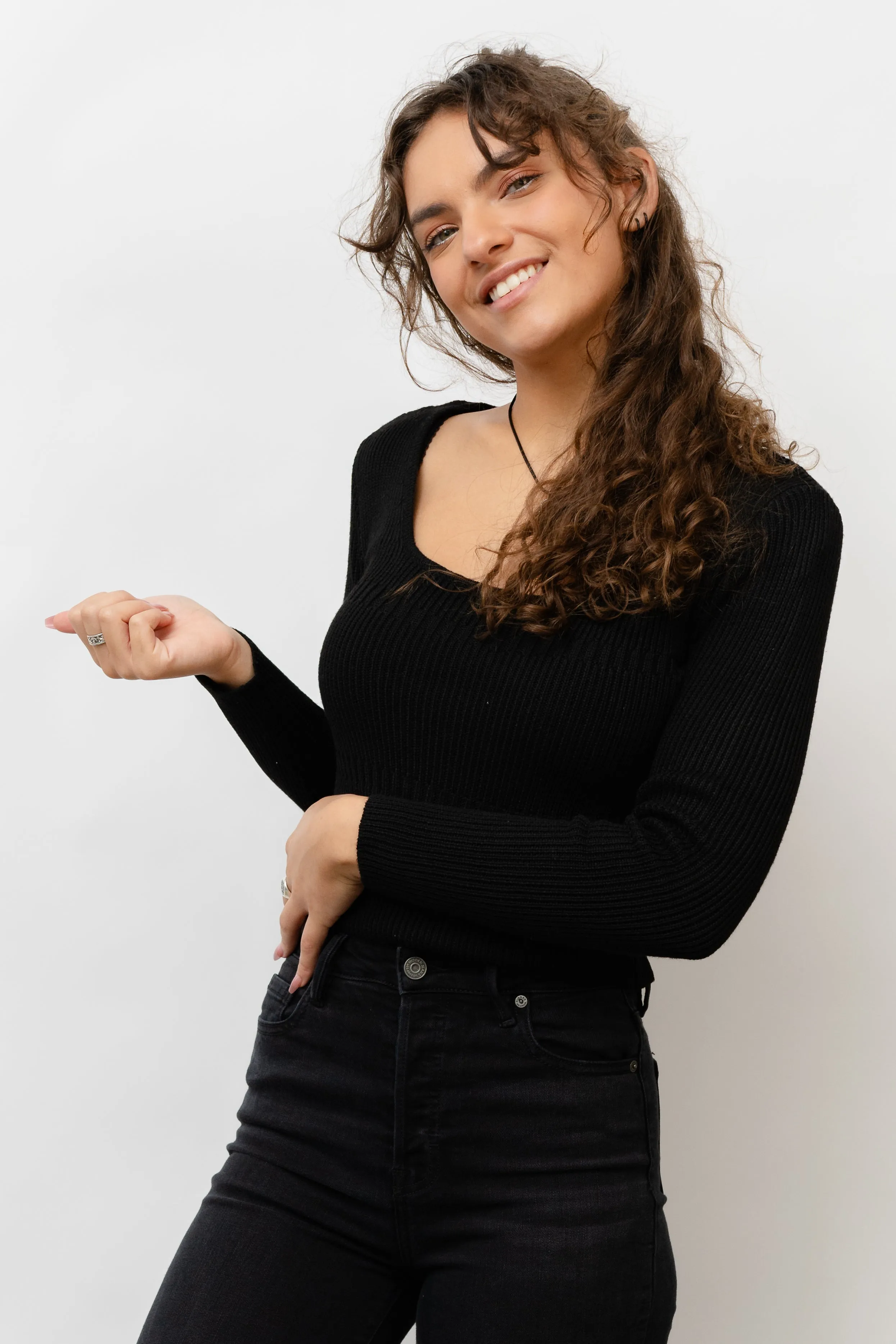 Fitted Square Neck Sweater
