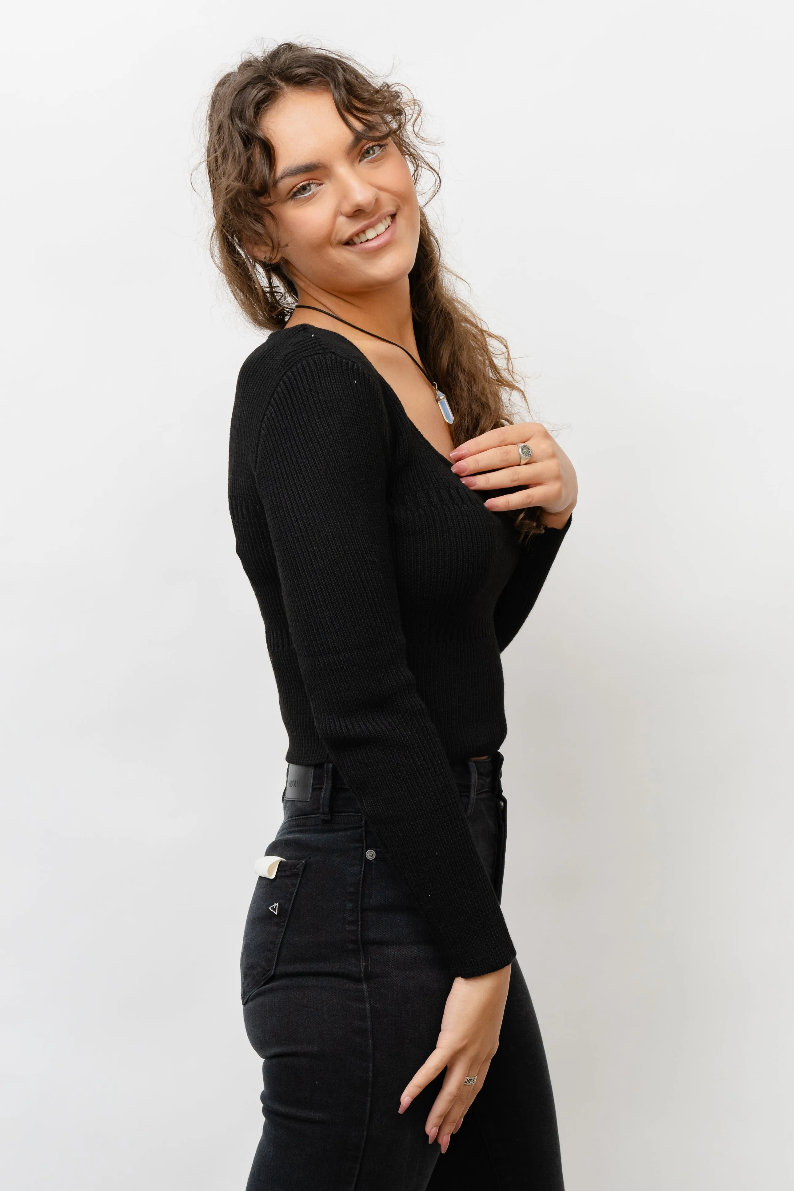 Fitted Square Neck Sweater