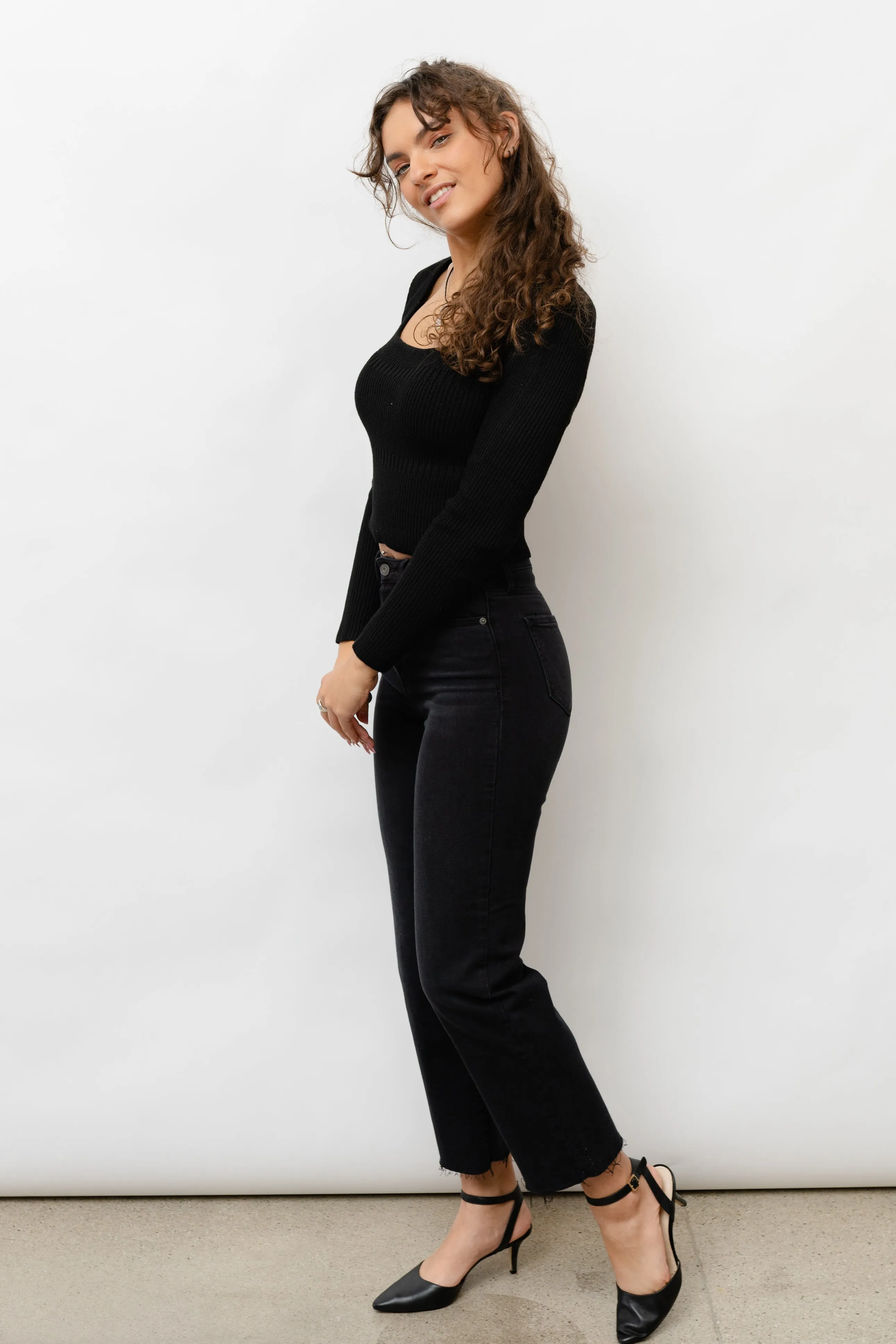 Fitted Square Neck Sweater