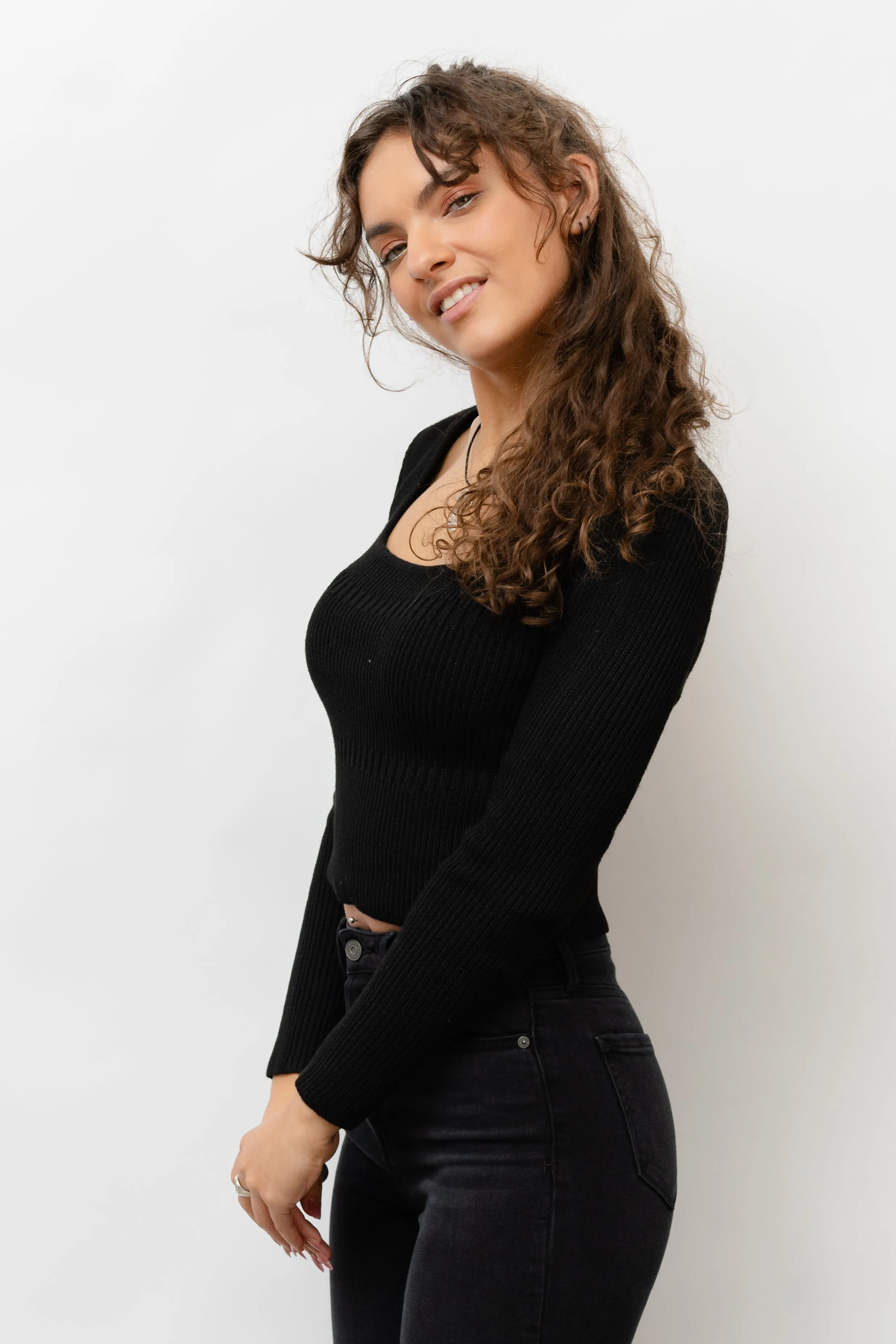 Fitted Square Neck Sweater