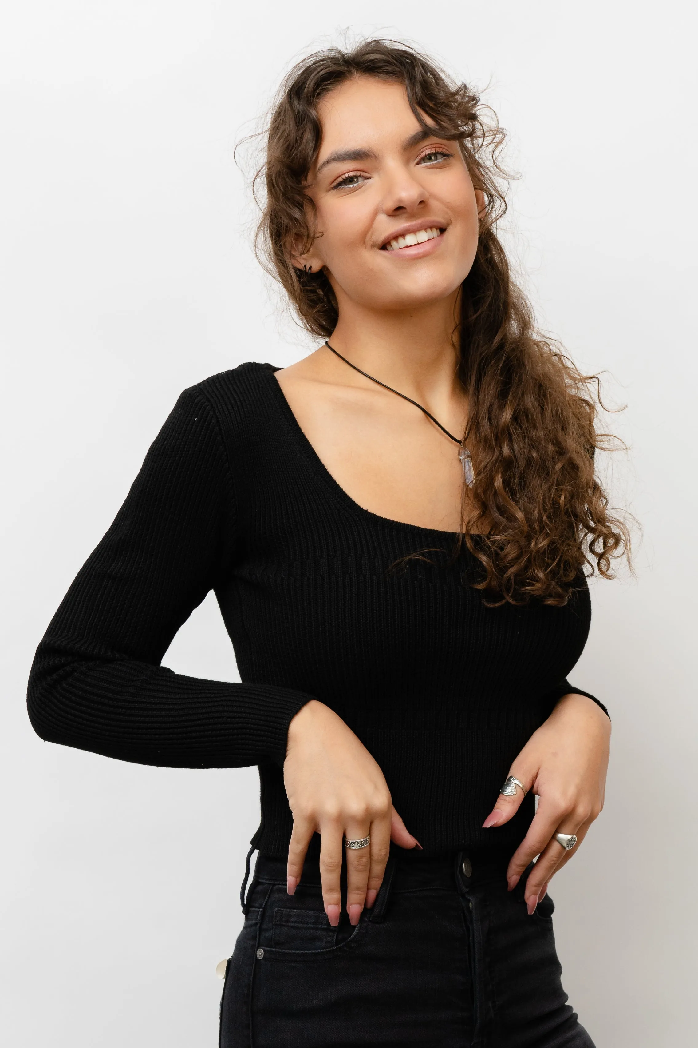 Fitted Square Neck Sweater