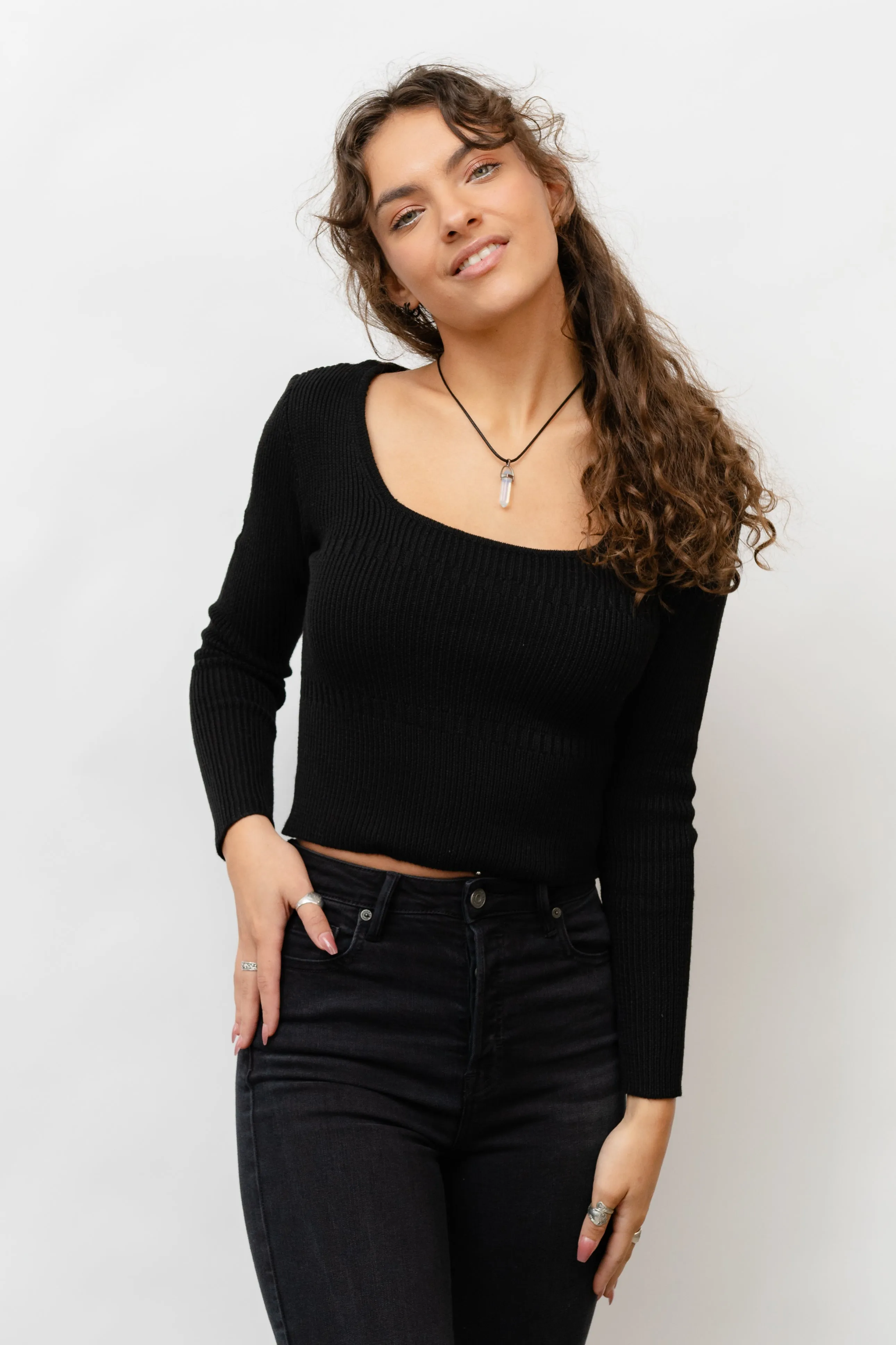 Fitted Square Neck Sweater