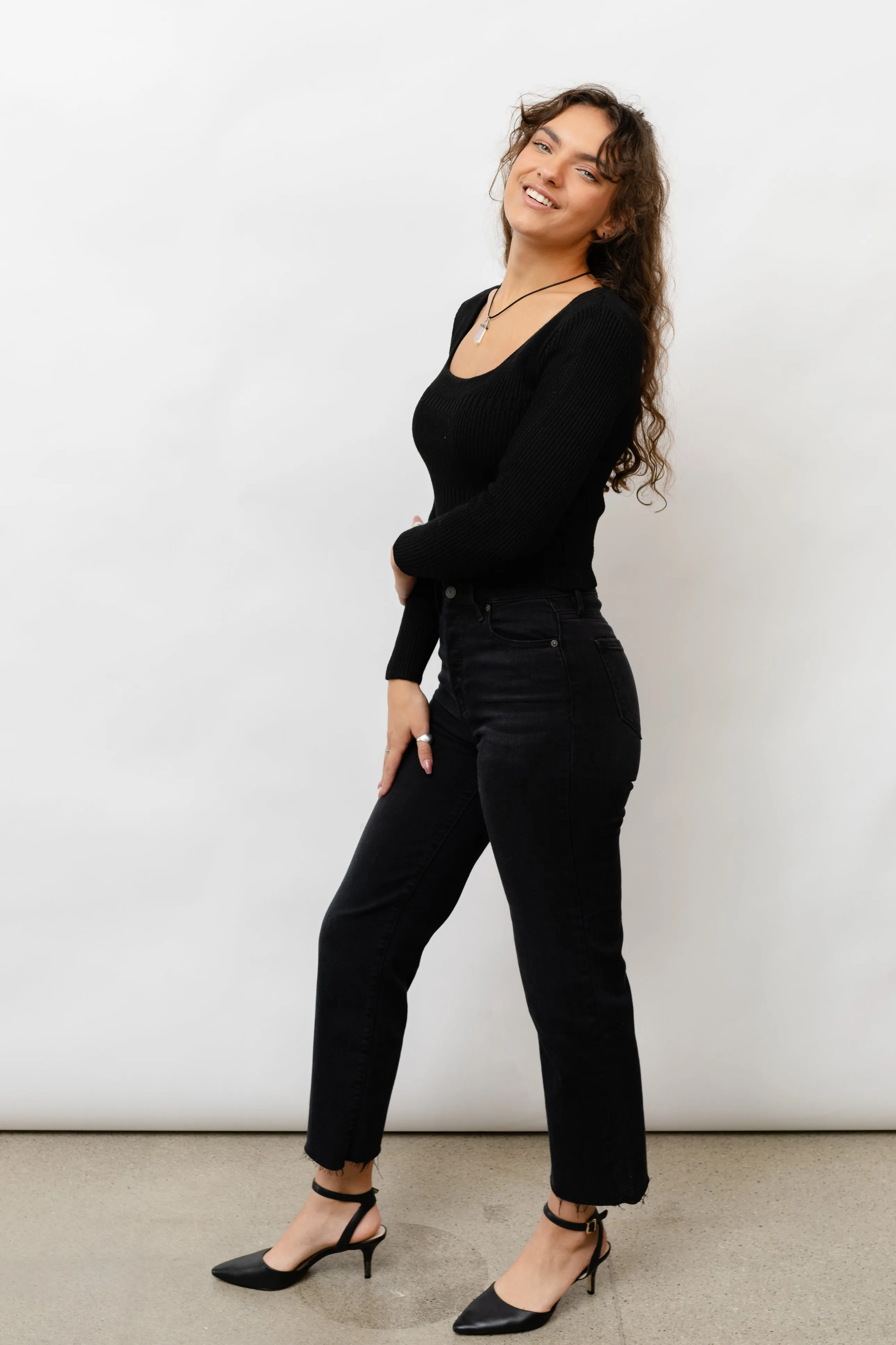 Fitted Square Neck Sweater