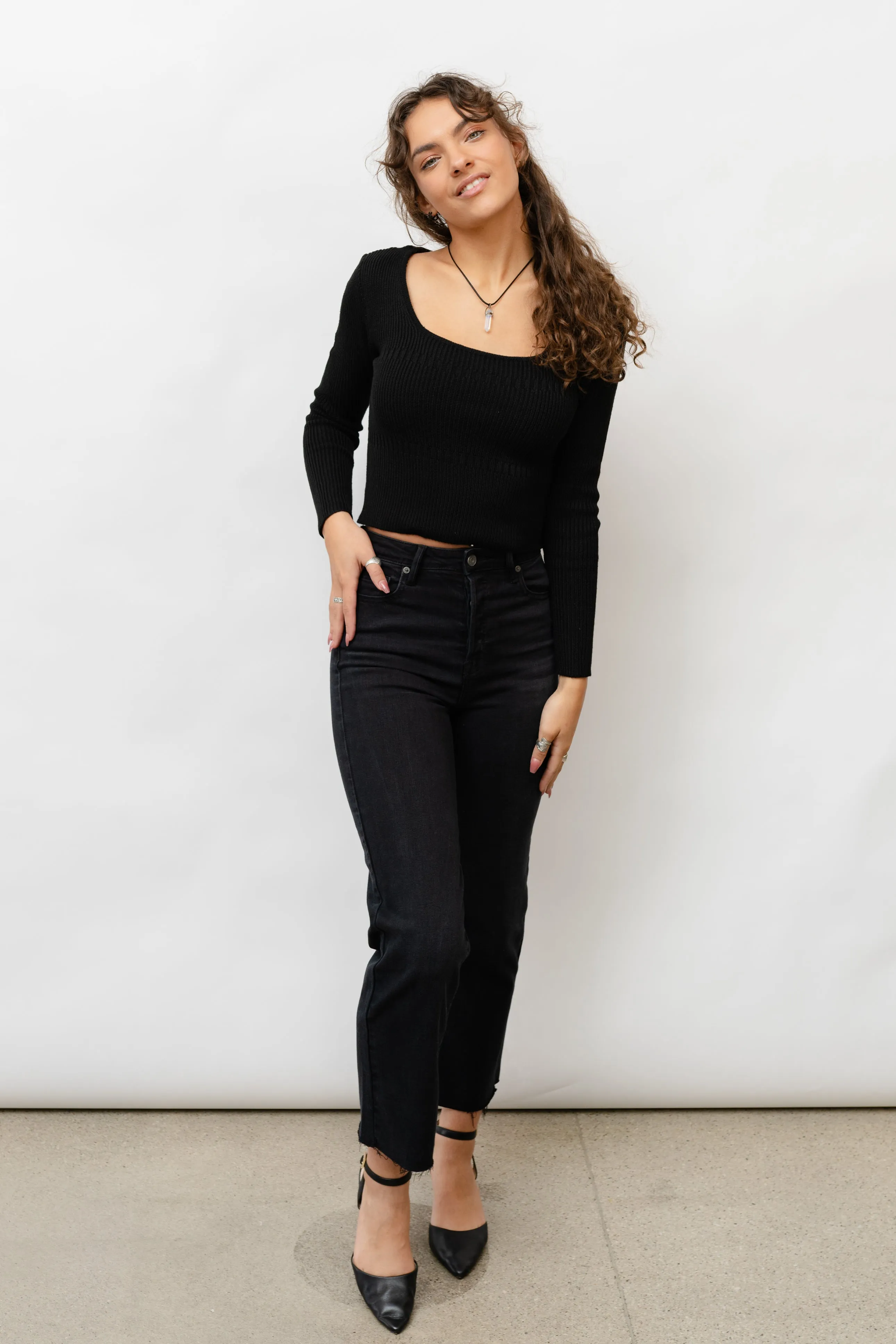 Fitted Square Neck Sweater