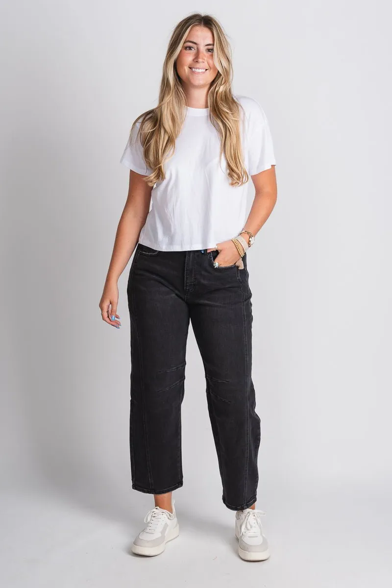 Flying Monkey high rise barrel jeans relief