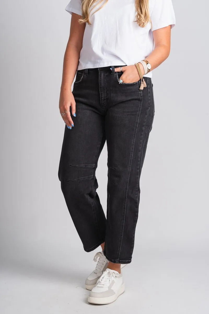 Flying Monkey high rise barrel jeans relief