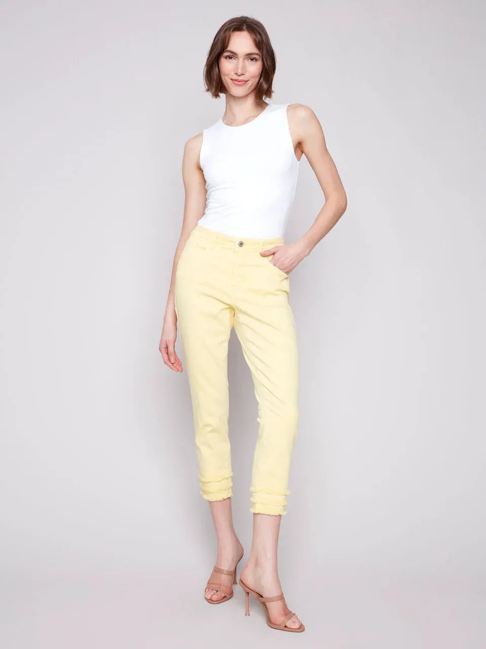 Frayed Hem Ankle Jeans