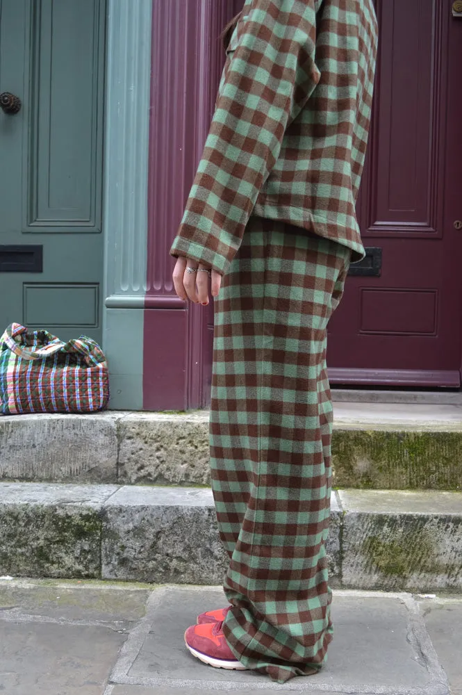 FRNCH Pelly Sage Check Trousers