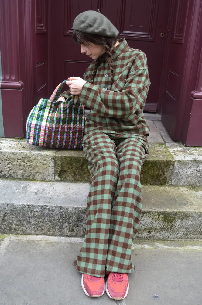 FRNCH Pelly Sage Check Trousers