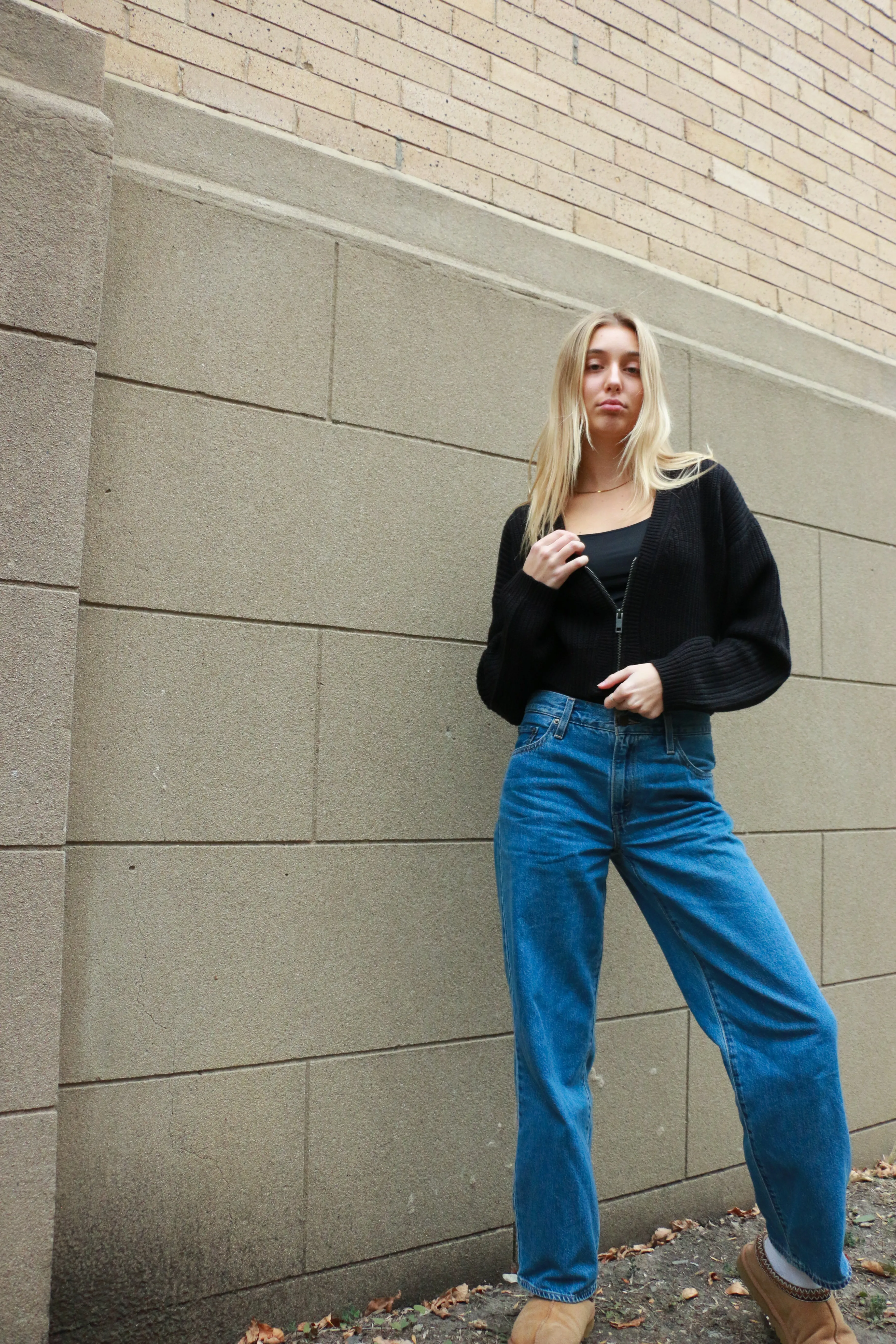 Geraldine Zip-Up Cardi | Black