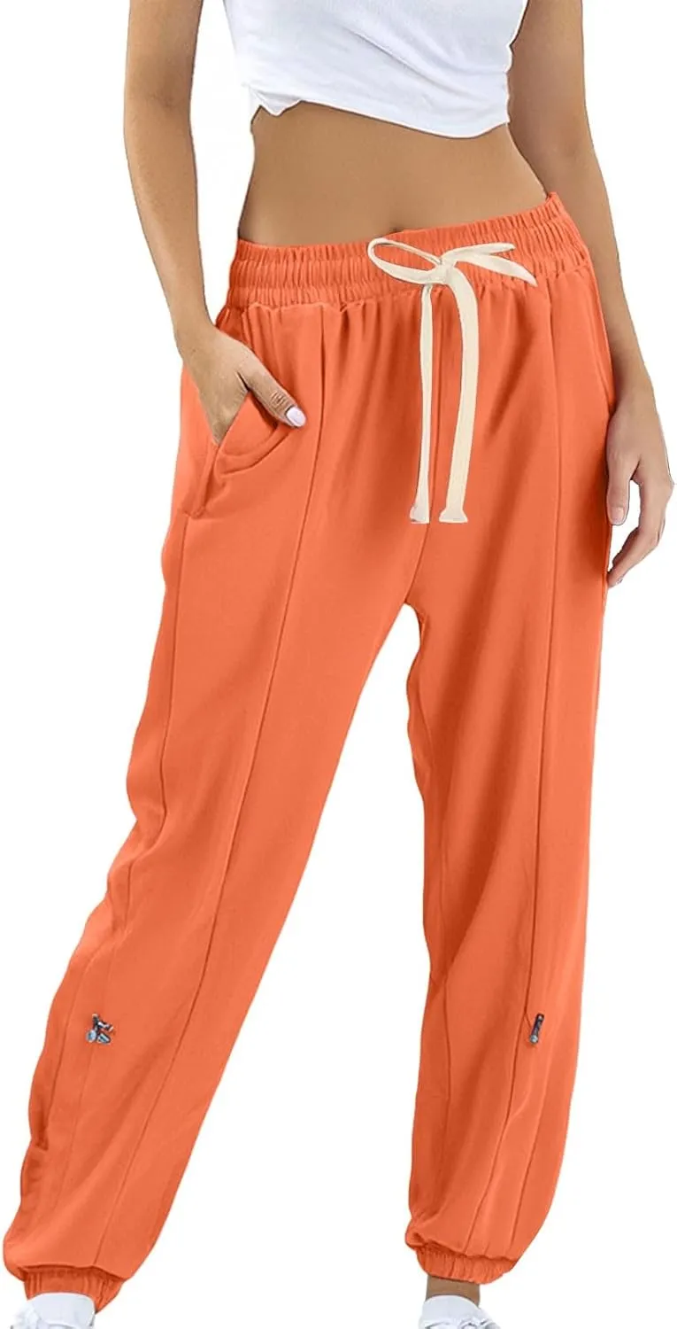 GIERIDUC Womens Cotton Linen Tapered Pants Summer Drawstring Elastic Waist Sweatpant Leggings Casual Trousers with Pockets