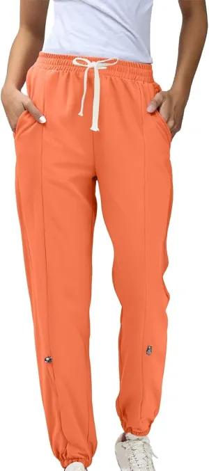 GIERIDUC Womens Cotton Linen Tapered Pants Summer Drawstring Elastic Waist Sweatpant Leggings Casual Trousers with Pockets