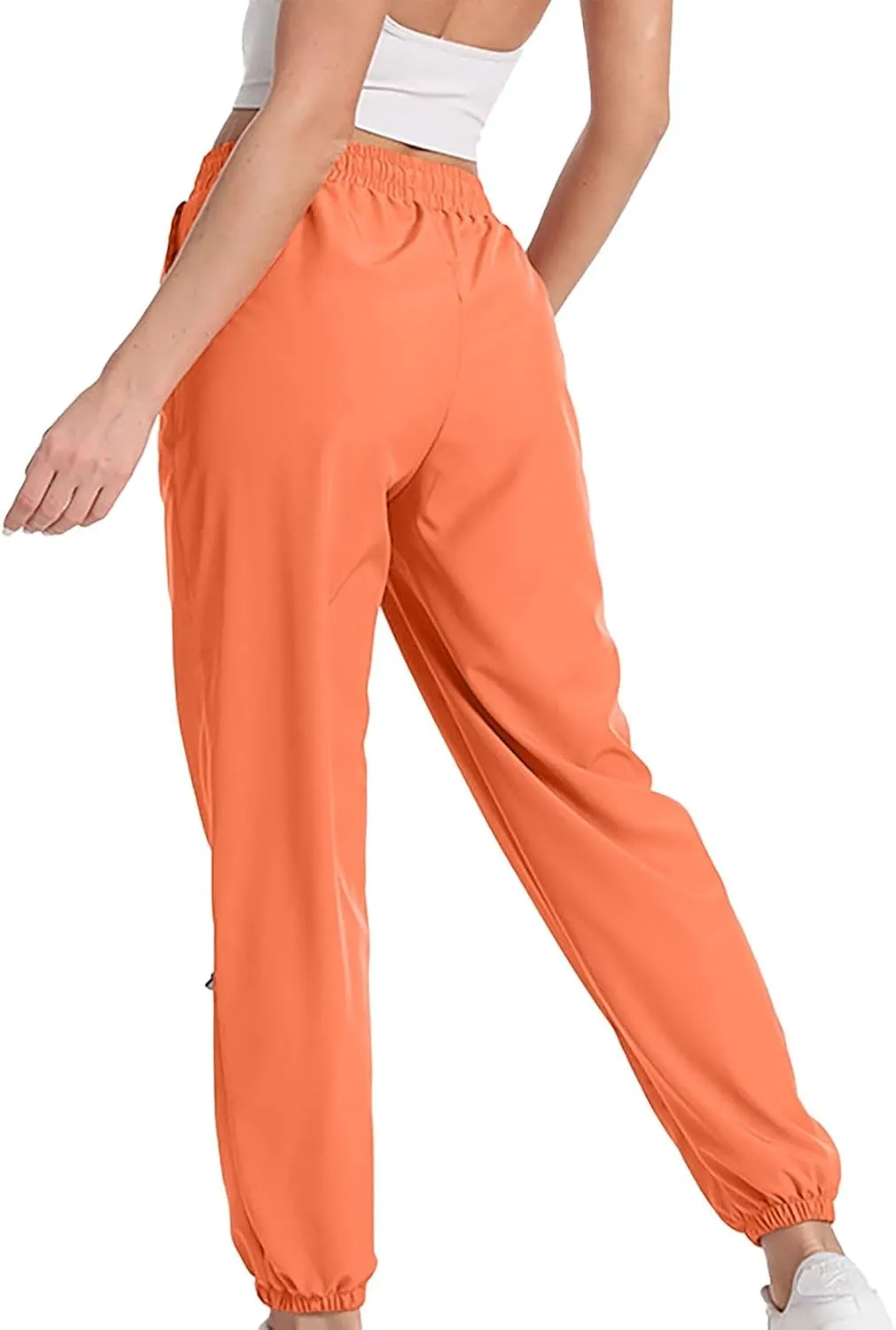 GIERIDUC Womens Cotton Linen Tapered Pants Summer Drawstring Elastic Waist Sweatpant Leggings Casual Trousers with Pockets