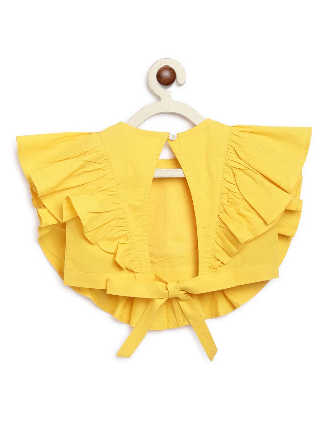 Girls Culottes Pant Ruffle Top Set-Blue