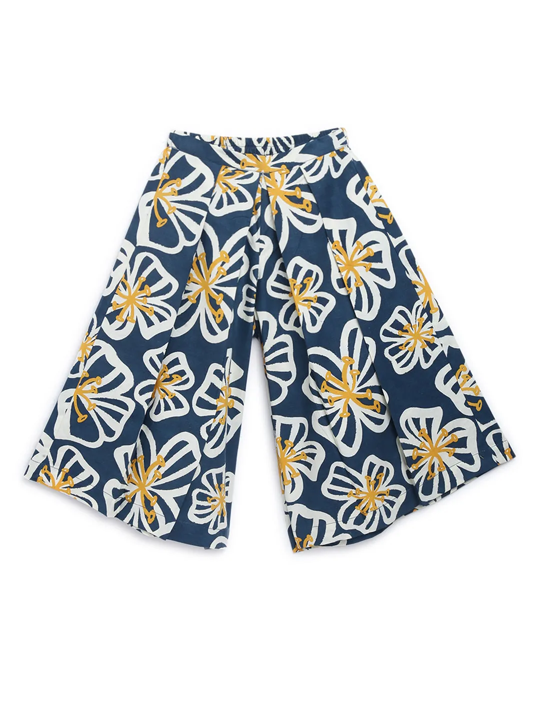 Girls Culottes Pant Ruffle Top Set-Blue
