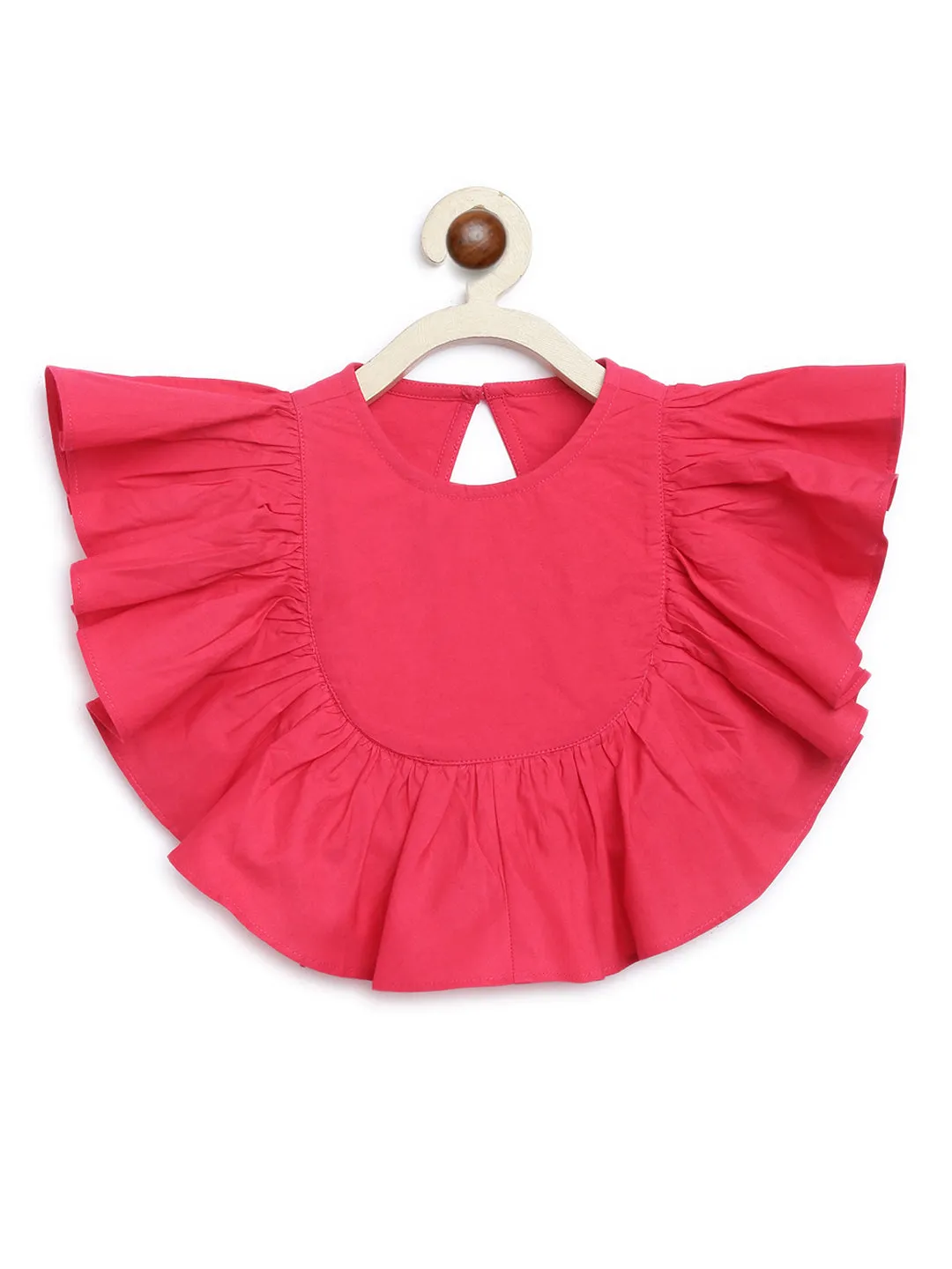 Girls Culottes Pant Ruffle Top Set-Green